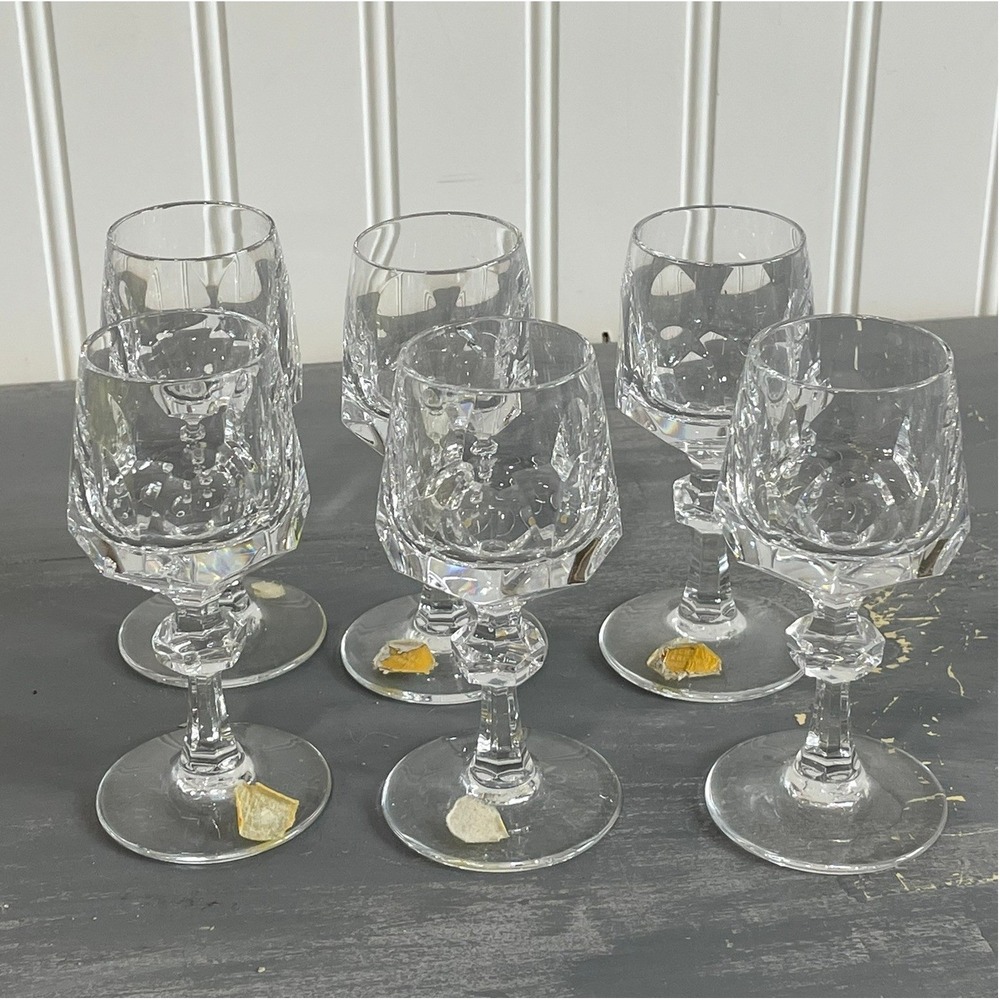 Vintage Bleikristall Hand Cut Crystal Cordial Glasses Set of 6 West Germany MCM